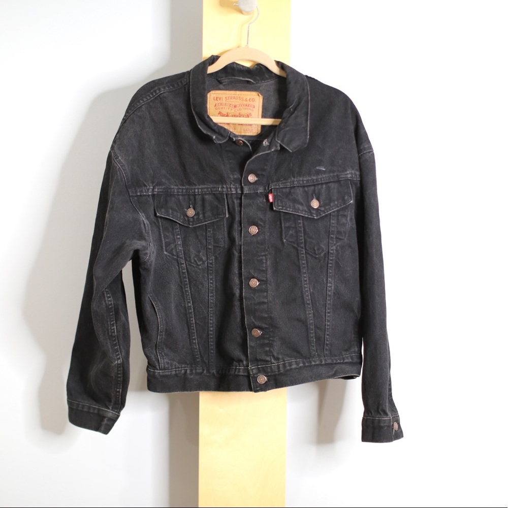 Vintage Levis Trucker Jacket Mens Large Black Denim 70598 4159